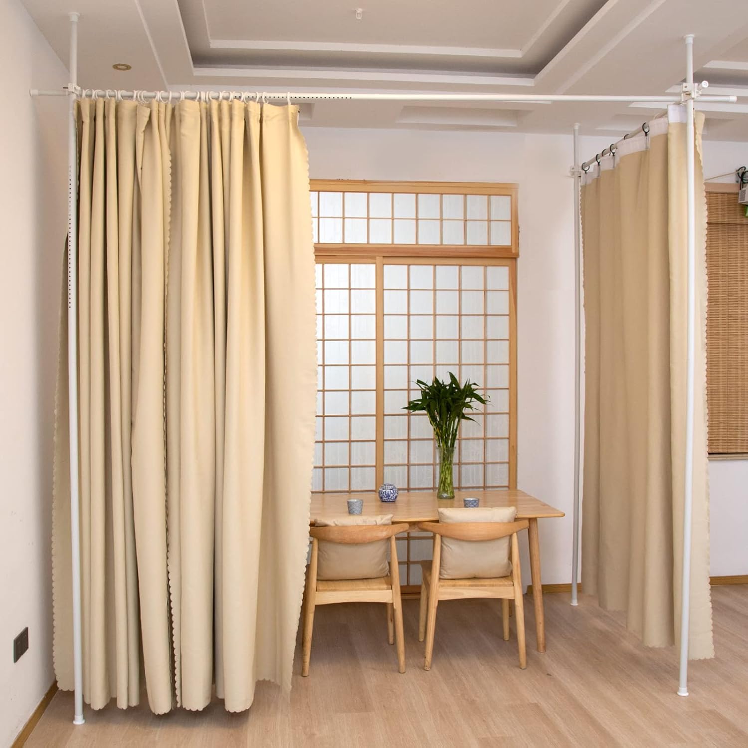 レース カフェカーテン】青系統/くすんだ薄い水色 ハンドメイド